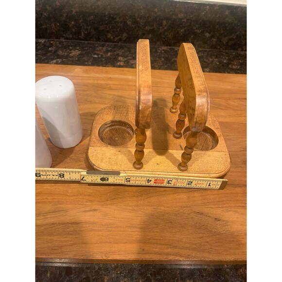 Vintage Wood Napkin Holder w/Salt & Pepper Dispensers - Picture 6 of 8